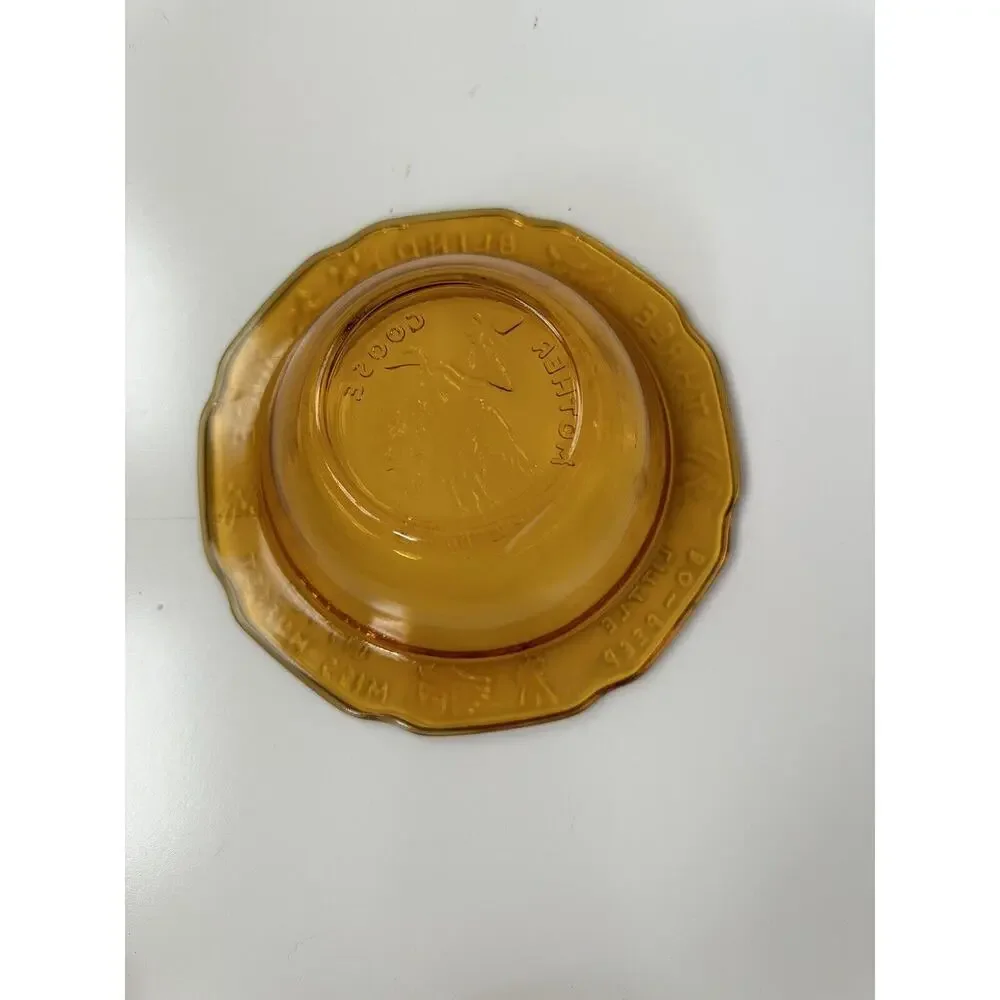 Vintage 80s Amber Tiara Glass Mother Goose Dish Set - Picture 6 of 11